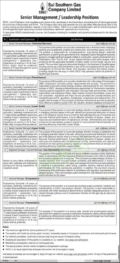 SSGC Careers Pakistan | Sui Southern Gas Company Jobs 2024