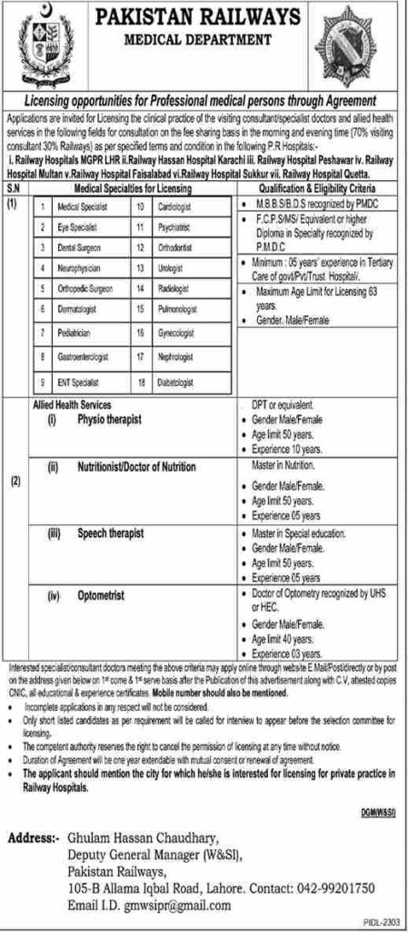 Careers at Pakistan Railways Jobs Near Me Lahore 2024