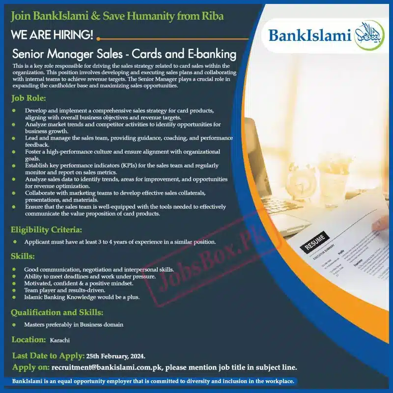 Karachi BankIslami Limited KBIL Jobs 2024 in Pakistan