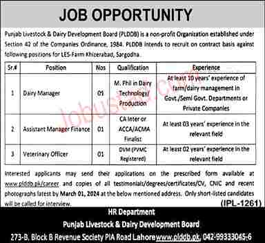 Punjab Livestock & Diary Development Board Jobs February 2024