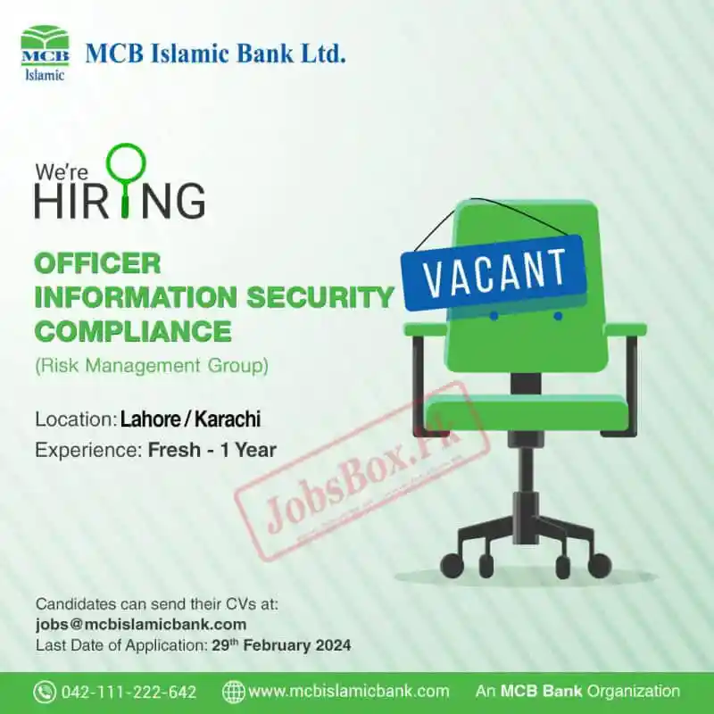 Lahore MCB Islamic Bank Limited jobs 2024 (New Vacancies)