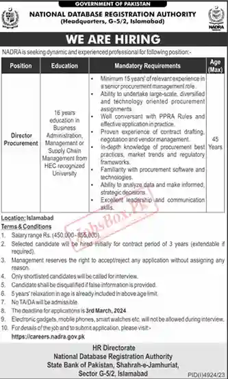 New NADRA Jobs 2024 At Master Base Apply