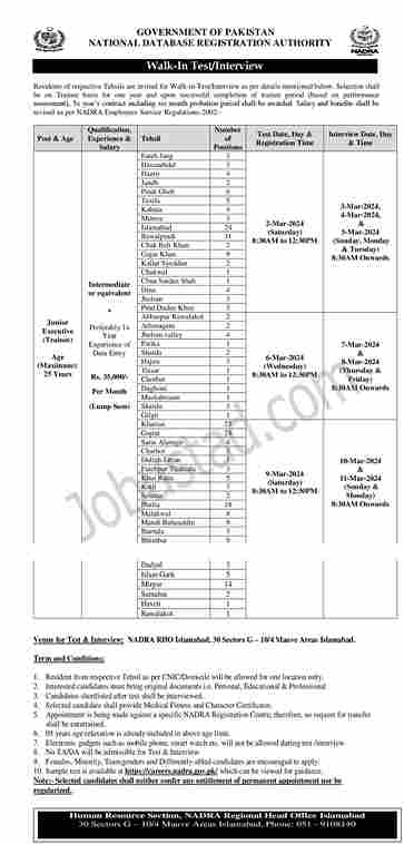 NADRA Jobs 2024 Online Apply Advertisement NADRA Careers