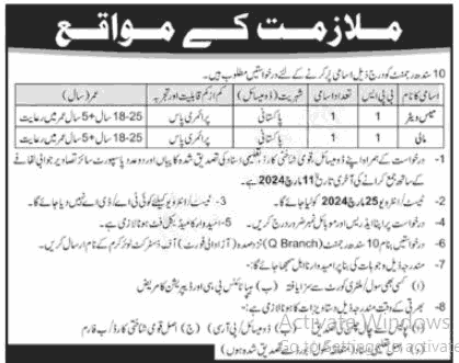 Join Civilians Pakistan Army Jobs 2024 Class Four