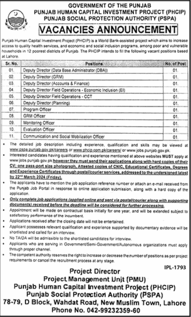 Latest Punjab Social Protection Authority Jobs 2024 | Download Application Form