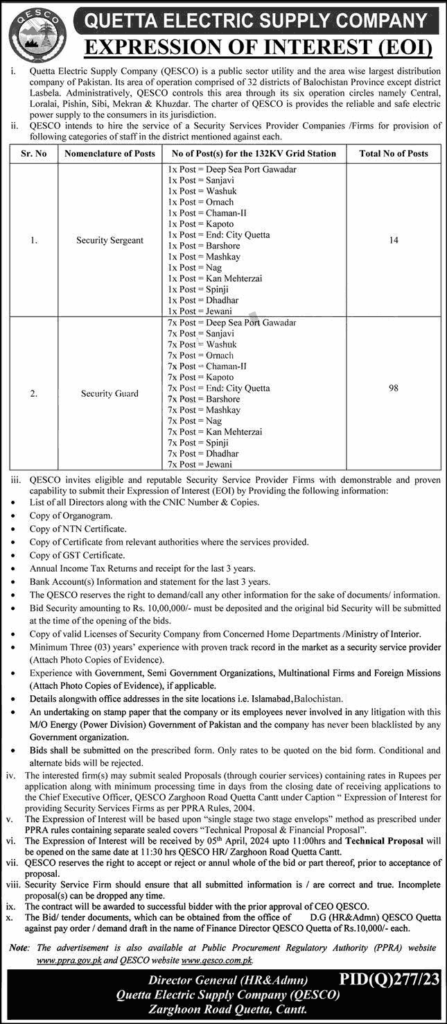 New QESCO Jobs March 2024-Quetta Electric Supply Company Jobs