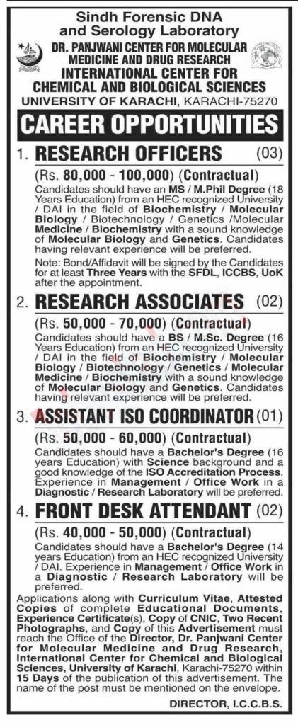 University of Karachi Jobs 2024 Research & Assistant