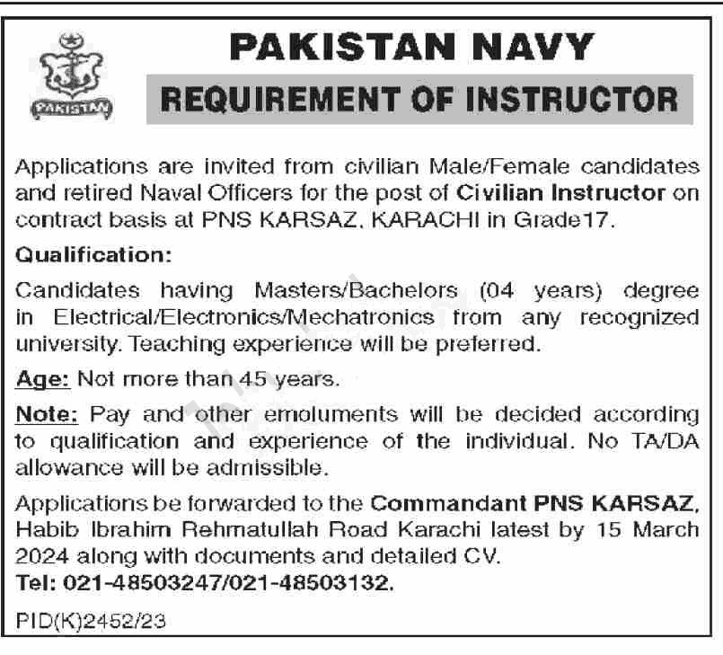 Join Pak Navy 2024 Online Registration Latest Advertisement