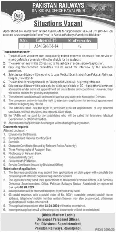 Pakistan Railway Jobs 2024 Latest Advertisement Application Form