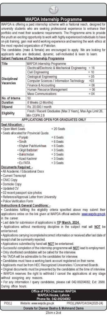 Latest Lahore WAPDA Jobs 2024 | WAPDA online Apply